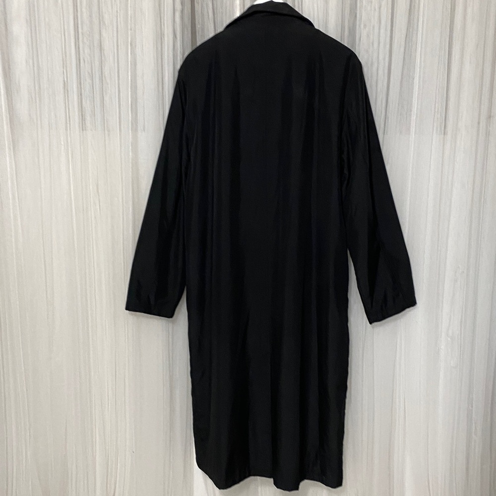 Vtg! 90’s Lands' End Men's Classic Black Trench Coat Removal 100% Wool Liner! - Picture 4 of 17